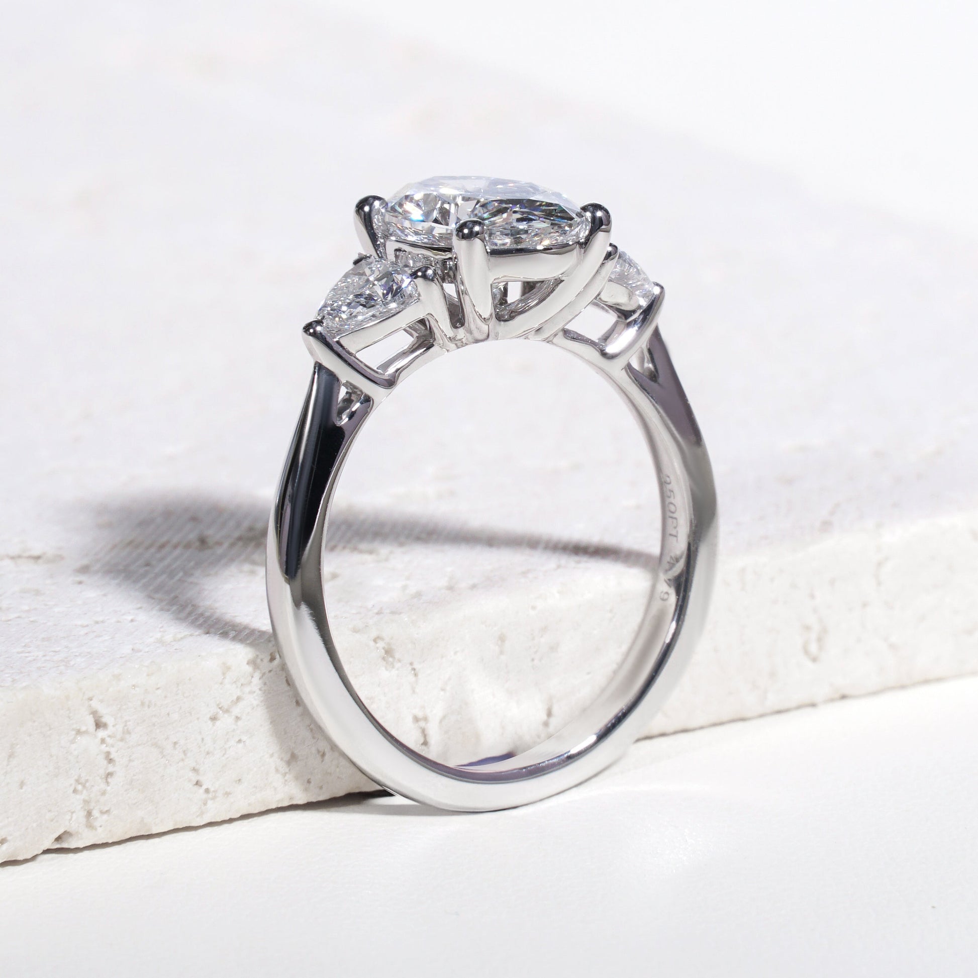 Kwame Oval-Cut Lab-Grown Diamond Trilogy Ring in Platinum