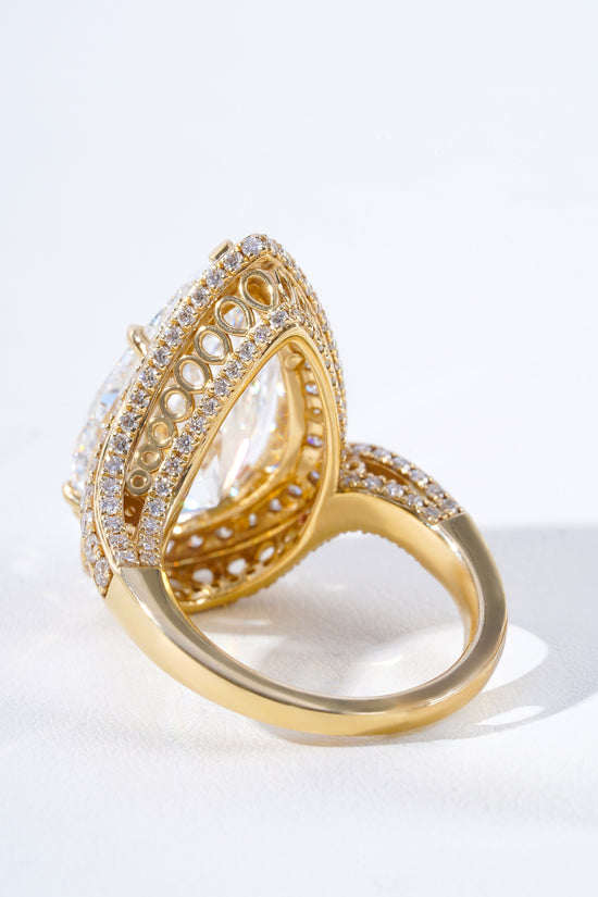 Luna Pear-Cut Lab-Grown Diamond Double Halo Bypass Ring with Ornate Gallery in 18K Yellow Gold