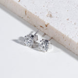 Round Diamond Stud Earrings in 9K White Gold )