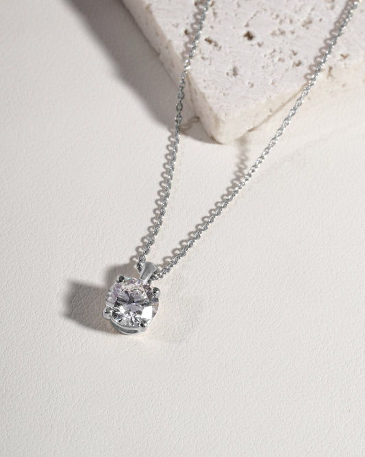 Lab-Grown Diamond Round Brilliant 2 Carat Pendant & Chain in 9K White Gold