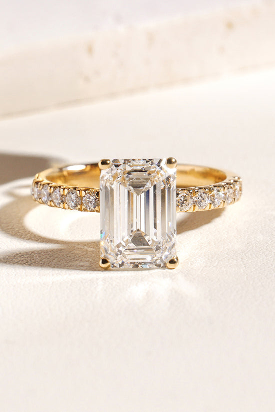 Ela Emerald-Cut Lab-Grown Diamond Solitaire Ring in 18K Yellow Gold