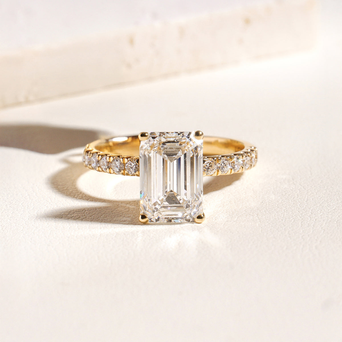 Ela Emerald-Cut Lab-Grown Diamond Solitaire Ring in 18K Yellow Gold