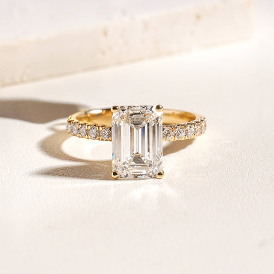 Ela Emerald-Cut Lab-Grown Diamond Solitaire Ring in 18K Yellow Gold