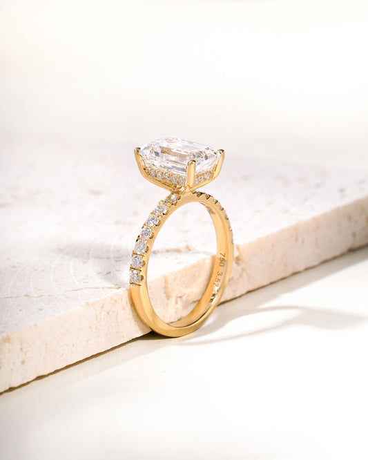Ela Emerald-Cut Lab-Grown Diamond Solitaire Ring in 18K Yellow Gold