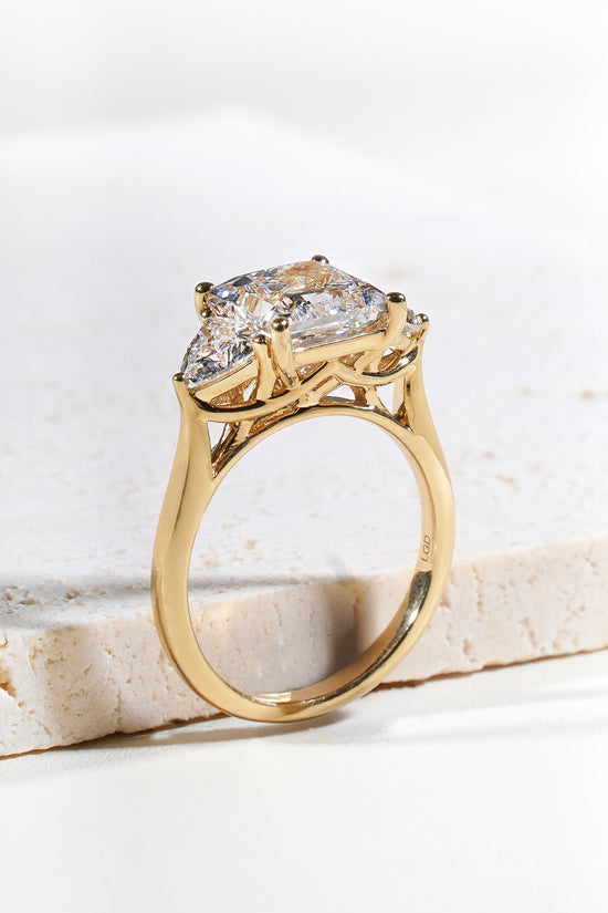 Elara Princess-Cut Lab-Grown Diamond Trilogy Ring in 18K Yellow Gold