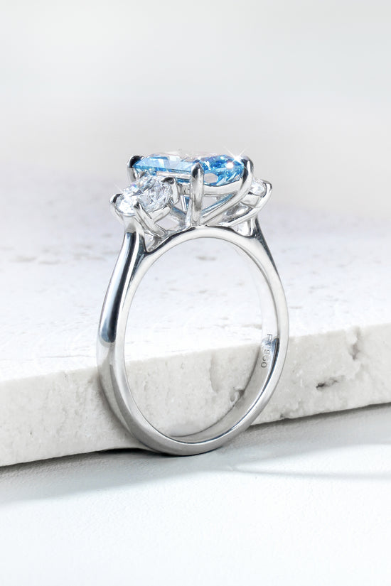 Akira Lab-Grown Blue Diamond & Diamond Ring in Platinum