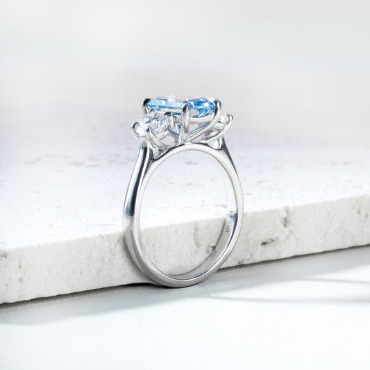 Akira Lab-Grown Blue Diamond & Diamond Ring in Platinum