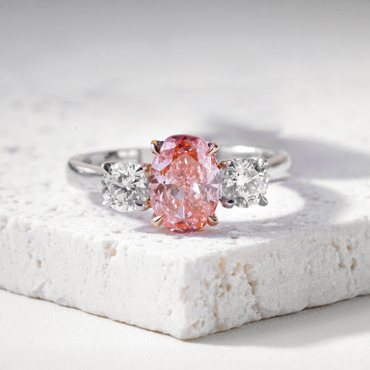 Lucia Lab-Grown Pink Diamond & Diamond Ring in Platinum & 18K Rose Gold