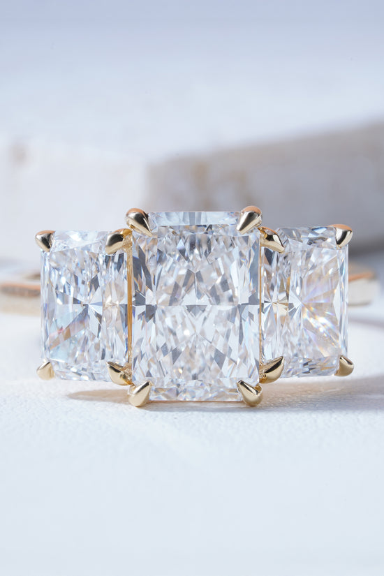 Mara Radiant-Cut Lab-Grown Diamond Trilogy Ring in 18K Yellow Gold