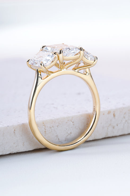 Mara Radiant-Cut Lab-Grown Diamond Trilogy Ring in 18K Yellow Gold