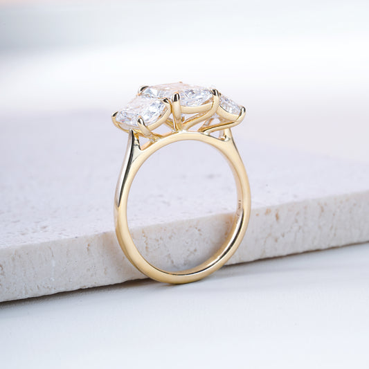 Mara Radiant-Cut Lab-Grown Diamond Trilogy Ring in 18K Yellow Gold