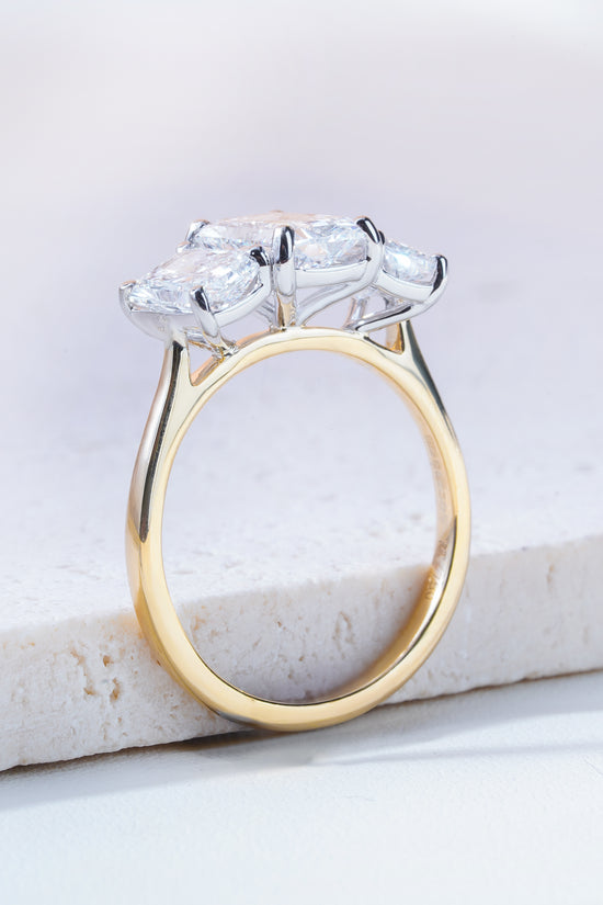 Nyla Radiant-Cut Lab-Grown Diamond Trilogy Ring in 18K Yellow Gold & Platinum