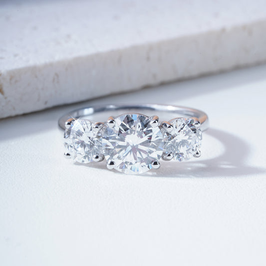 Mila Round Brilliant-Cut Lab-Grown Diamond Trilogy Ring in Platinum