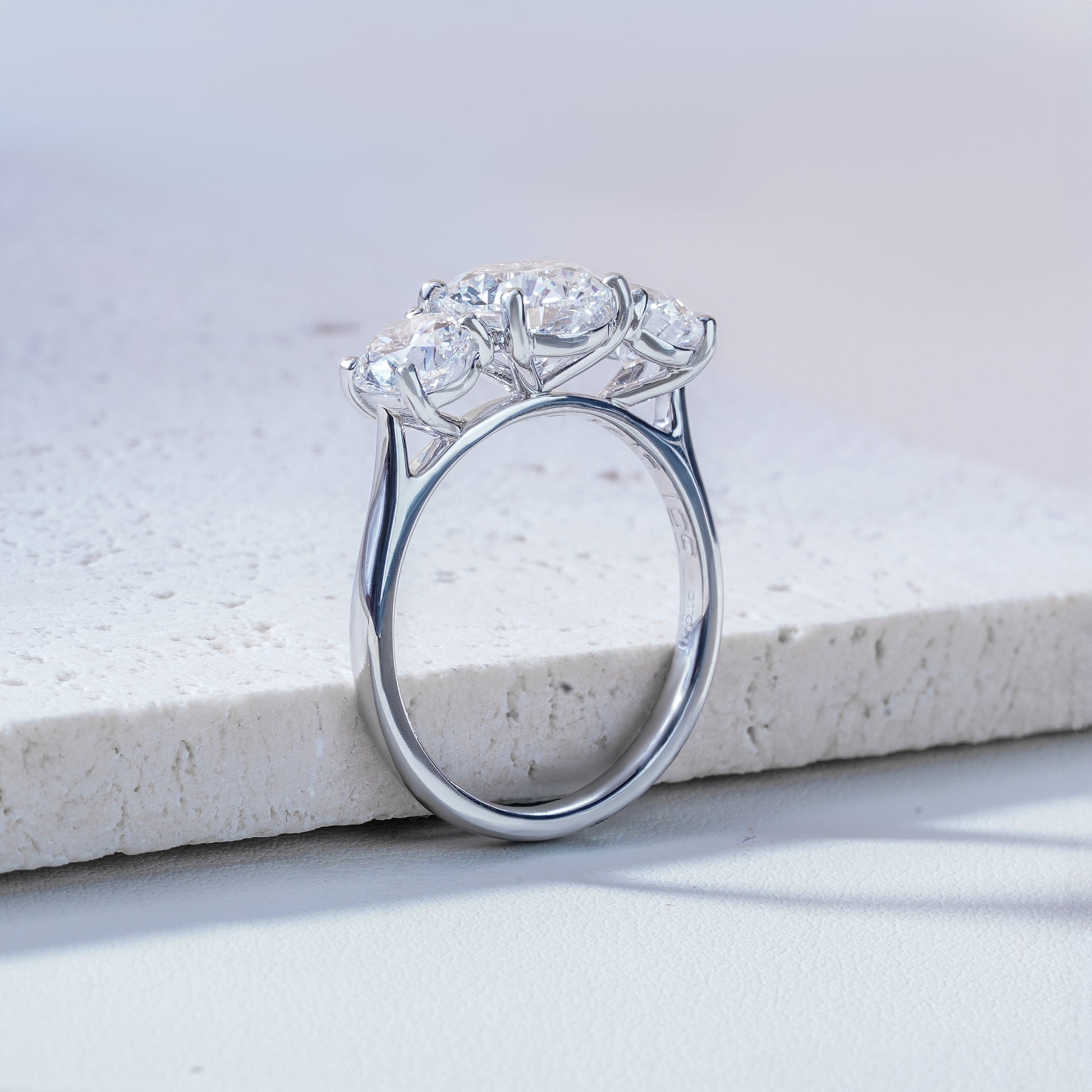 Mila Round Brilliant-Cut Lab-Grown Diamond Trilogy Ring in Platinum