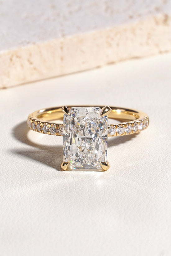 Aqsa Radiant-Cut Lab-Grown Diamond Solitaire Ring in 18K Yellow Gold