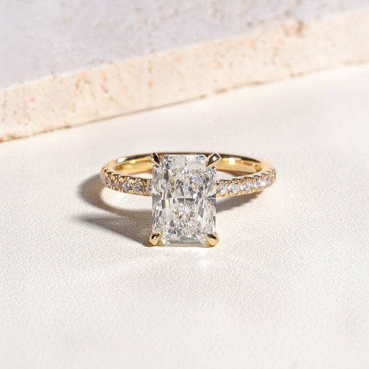 Aqsa Radiant-Cut Lab-Grown Diamond Solitaire Ring in 18K Yellow Gold