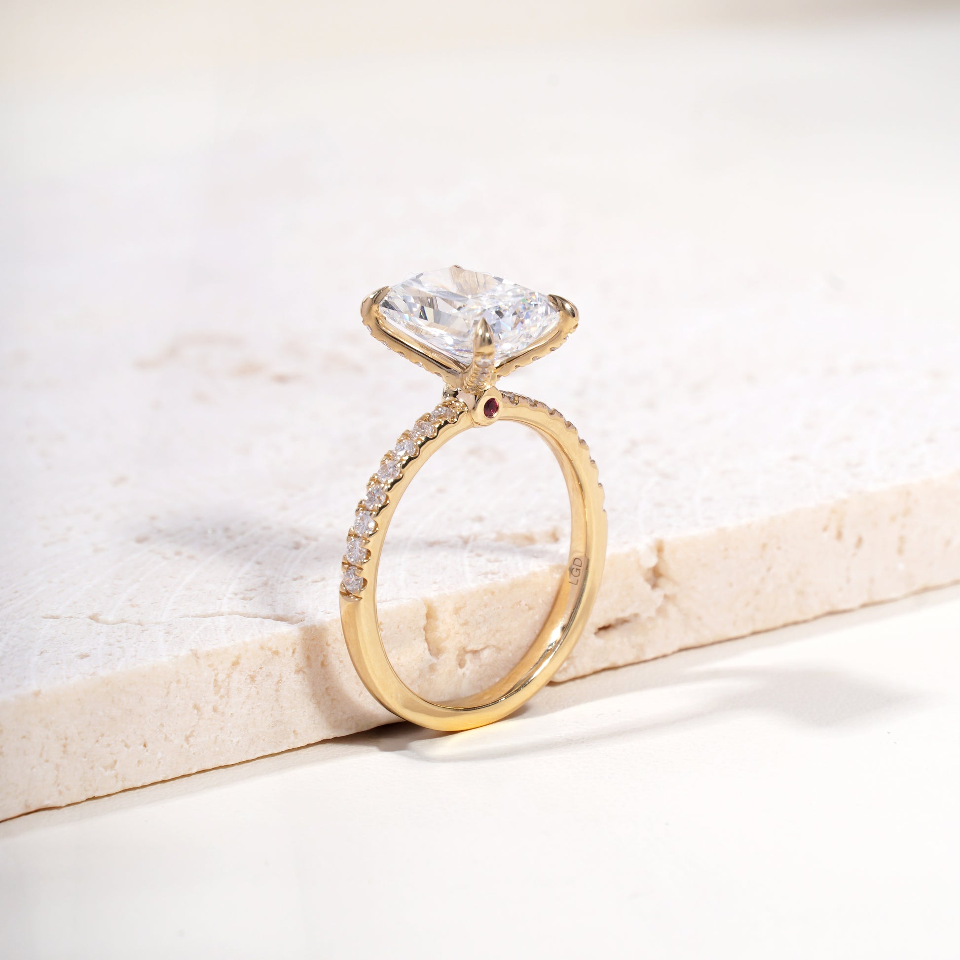 Aqsa Radiant-Cut Lab-Grown Diamond Solitaire Ring in 18K Yellow Gold
