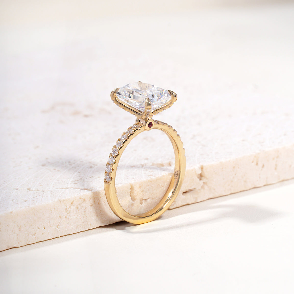 Aqsa Radiant-Cut Lab-Grown Diamond Solitaire Ring in 18K Yellow Gold