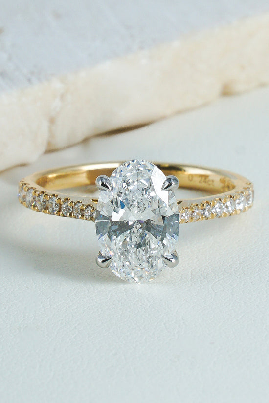 Noor Oval-Cut Lab-Grown Diamond Solitaire Ring in 18K Yellow Gold & Platinum