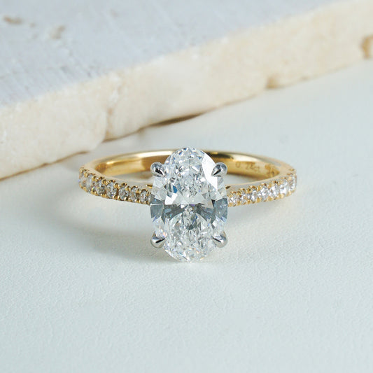 Noor Oval-Cut Lab-Grown Diamond Solitaire Ring in 18K Yellow Gold & Platinum