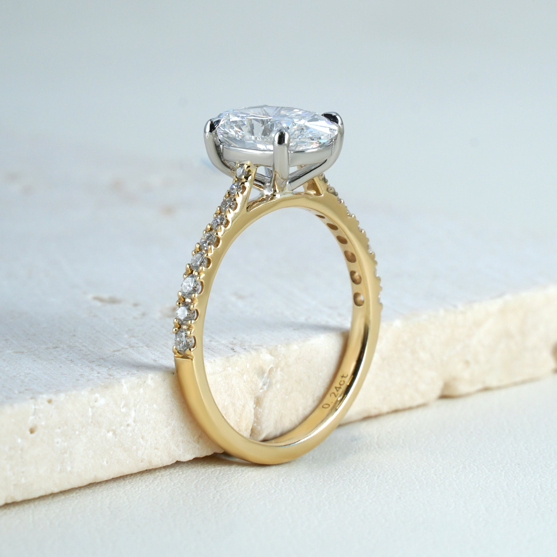 Noor Oval-Cut Lab-Grown Diamond Solitaire Ring in 18K Yellow Gold & Platinum