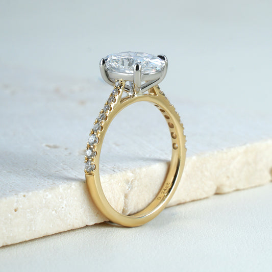 Noor Oval-Cut Lab-Grown Diamond Solitaire Ring in 18K Yellow Gold & Platinum