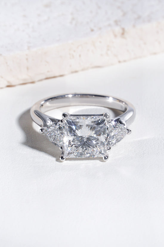 Sola Princess-Cut Lab-Grown Diamond Trilogy Ring in Platinum