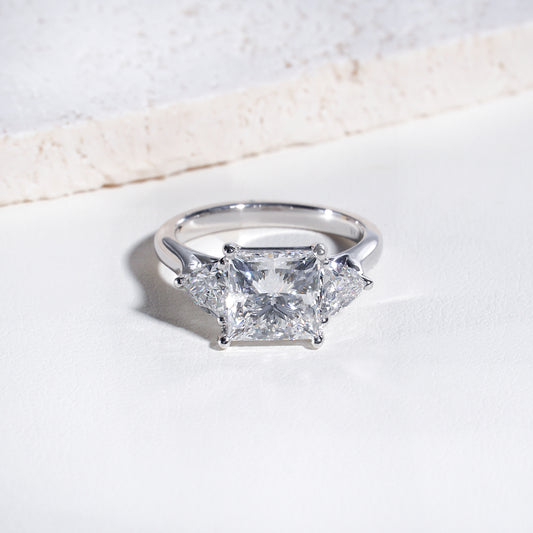 Sola Princess-Cut Lab-Grown Diamond Trilogy Ring in Platinum