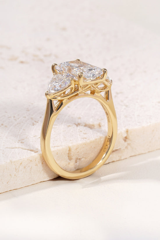 Yuna Cushion-Cut Lab-Grown Diamond Trilogy Ring in 18K Yellow Gold