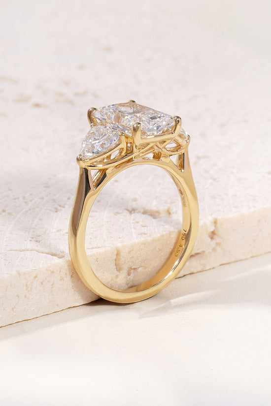 Yuna Cushion-Cut Lab-Grown Diamond Trilogy Ring in 18K Yellow Gold