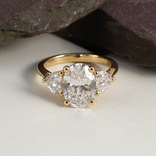 Zola Oval & Heart-Cut Lab-Grown Diamond Trilogy Ring in 18K Gold
