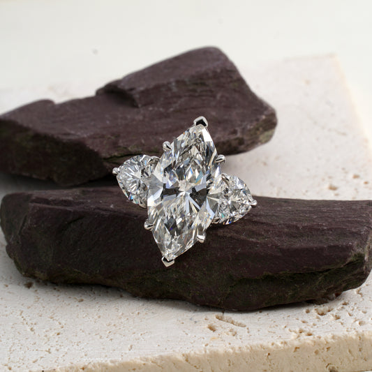 Zaha Marquise-Cut Lab-Grown Diamond Trilogy Ring in Platinum