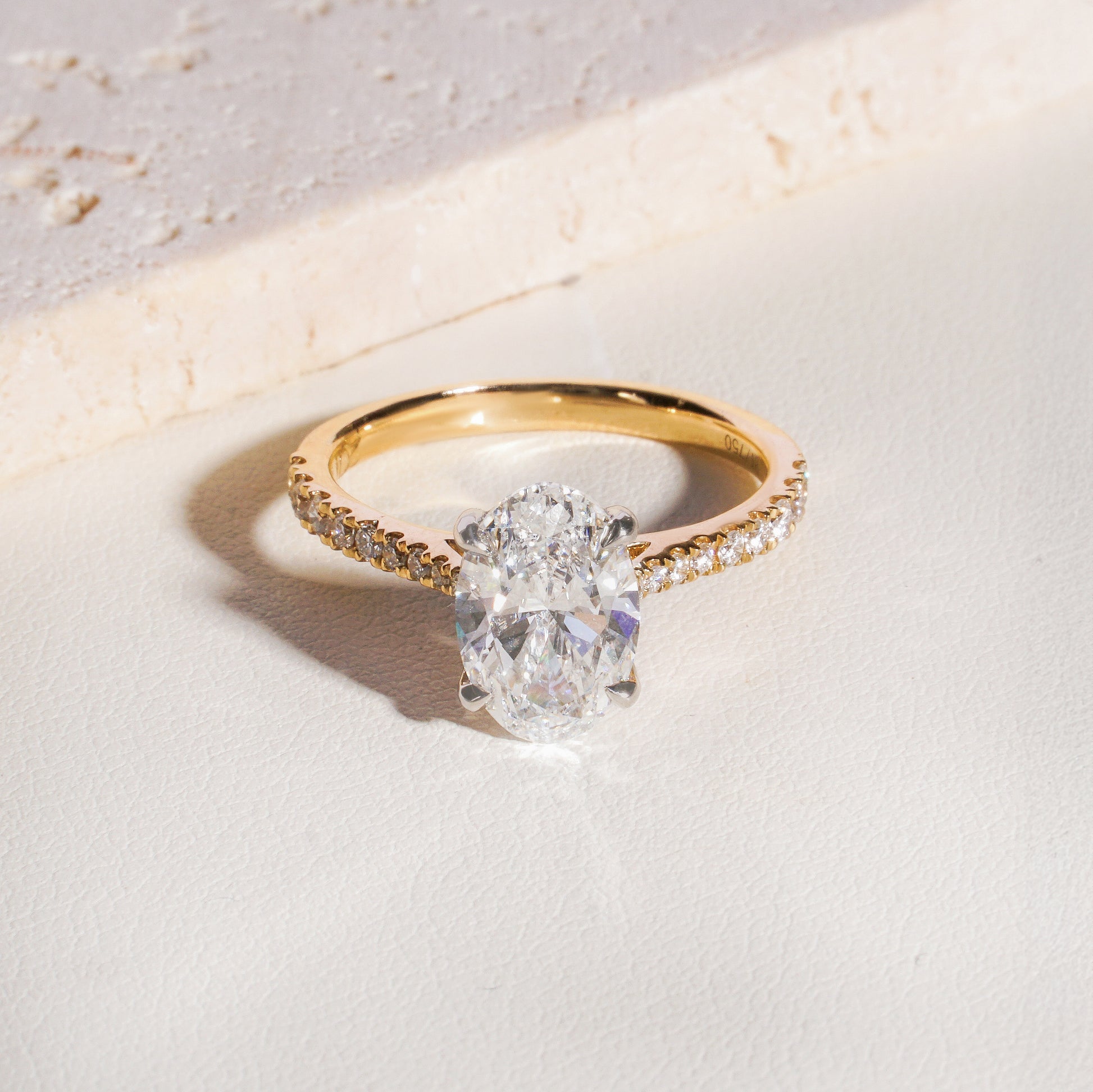 Olia Oval Lab-Grown Diamond Solitaire Ring in 18K Yellow Gold & Platinum