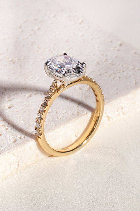 Olia Oval Lab-Grown Diamond Solitaire Ring in 18K Yellow Gold & Platinum