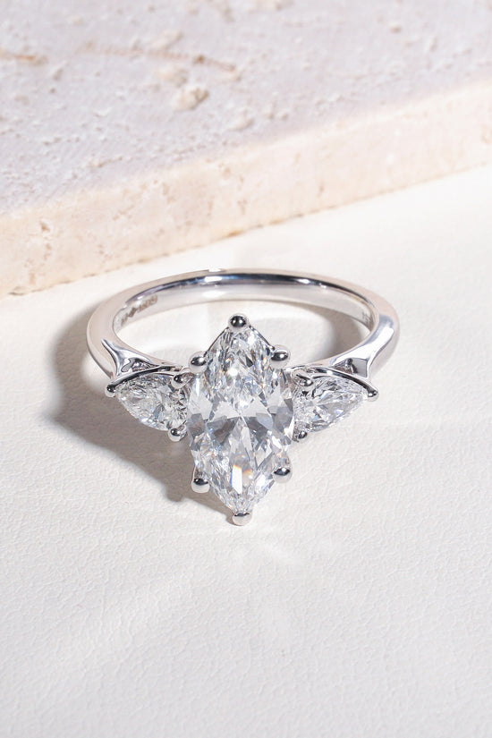 Alma Marquise-Cut Lab-Grown Diamond Trilogy Ring in Platinum