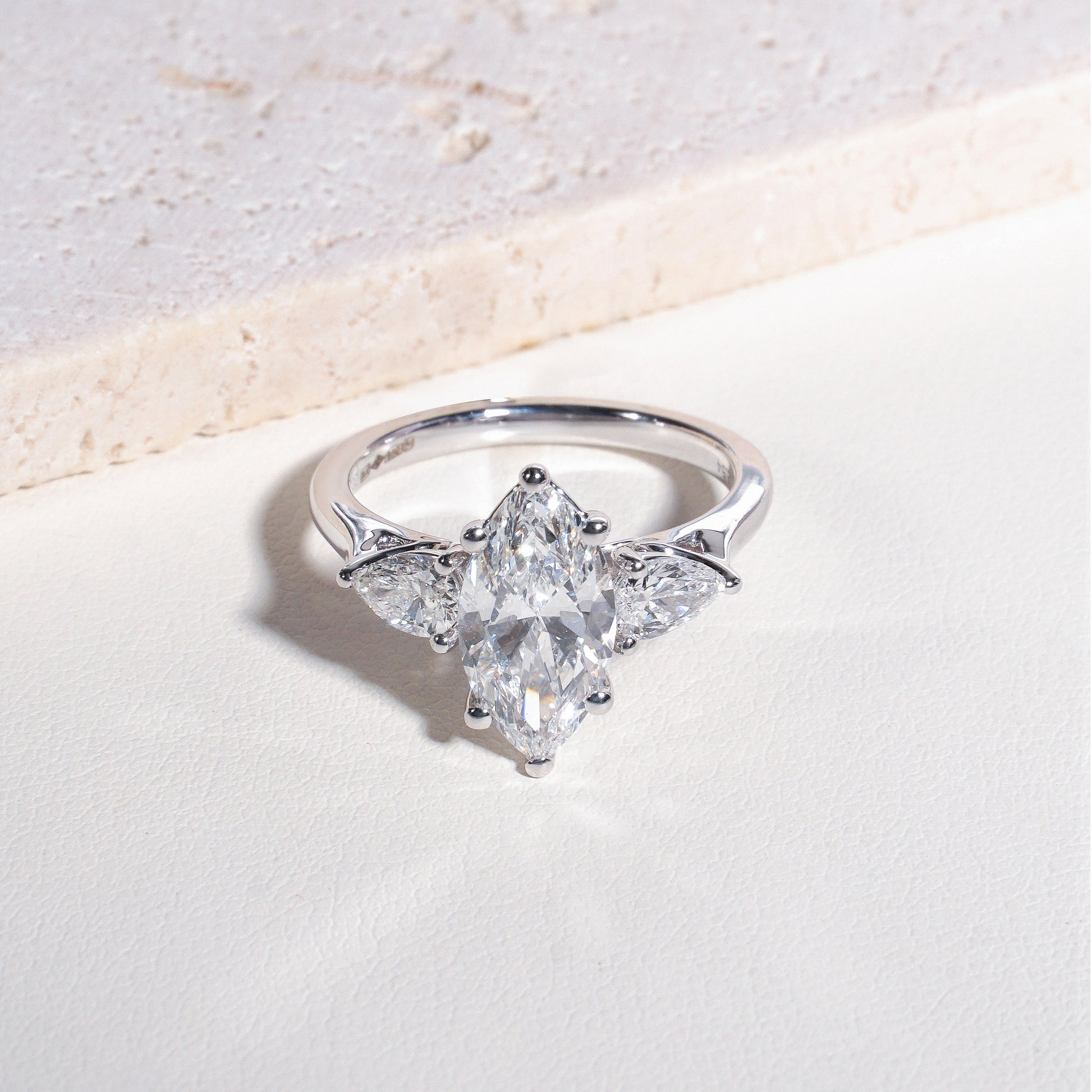 Alma Marquise-Cut Lab-Grown Diamond Trilogy Ring in Platinum