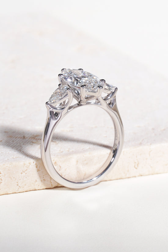 Alma Marquise-Cut Lab-Grown Diamond Trilogy Ring in Platinum