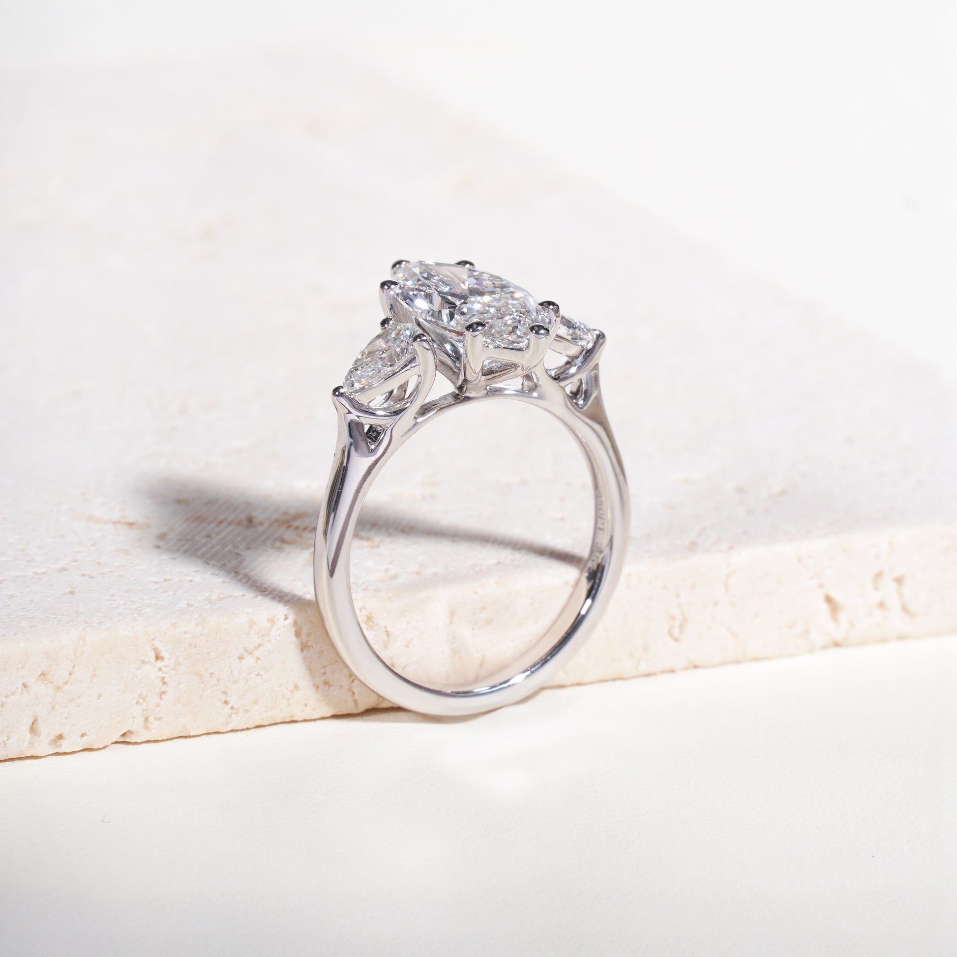 Alma Marquise-Cut Lab-Grown Diamond Trilogy Ring in Platinum