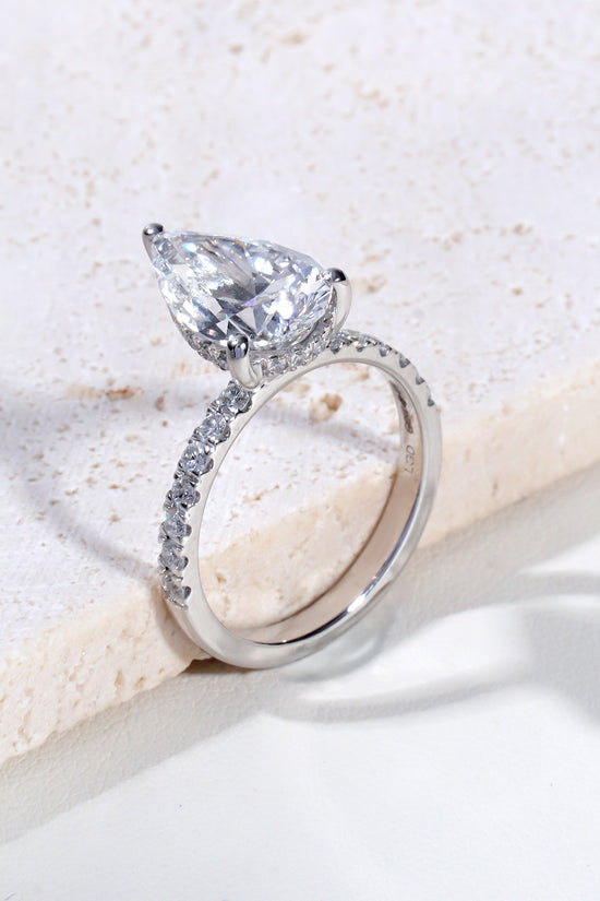 Aylah Pear Lab-Grown Diamond Solitaire Ring in Platinum