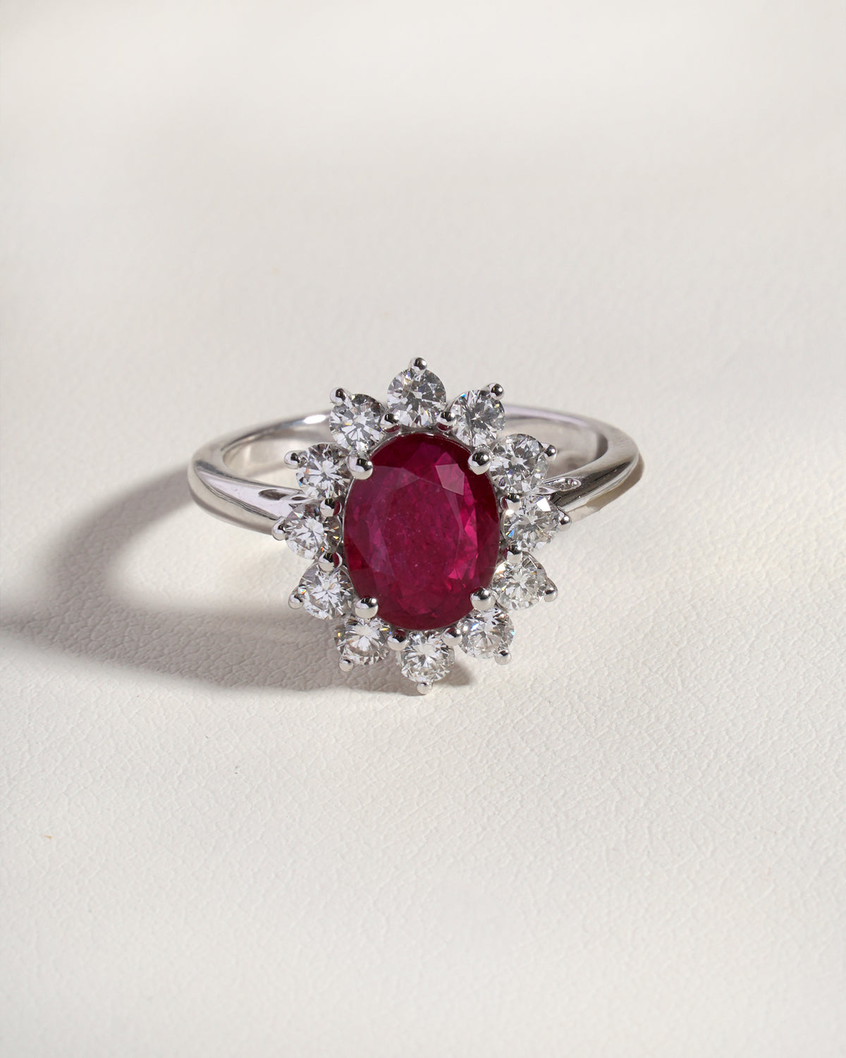 Laya Ruby & Lab-Grown Diamond Halo Ring in 18K White Gold