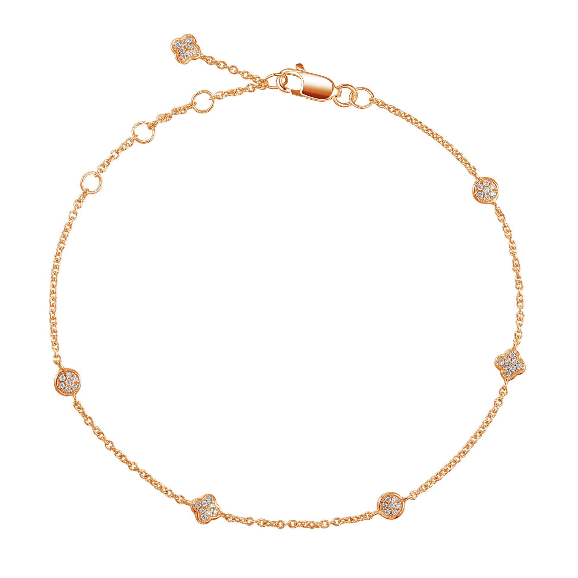 Micro Set Circle & Clover Diamond Bracelet