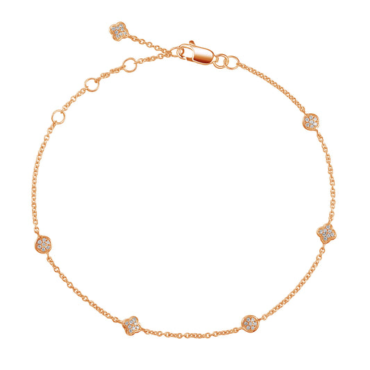 Micro Set Circle & Clover Diamond Bracelet