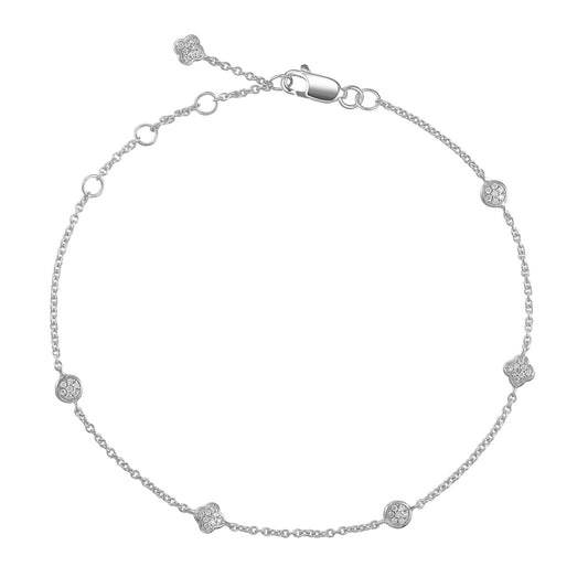 Micro Set Circle & Clover Diamond Bracelet