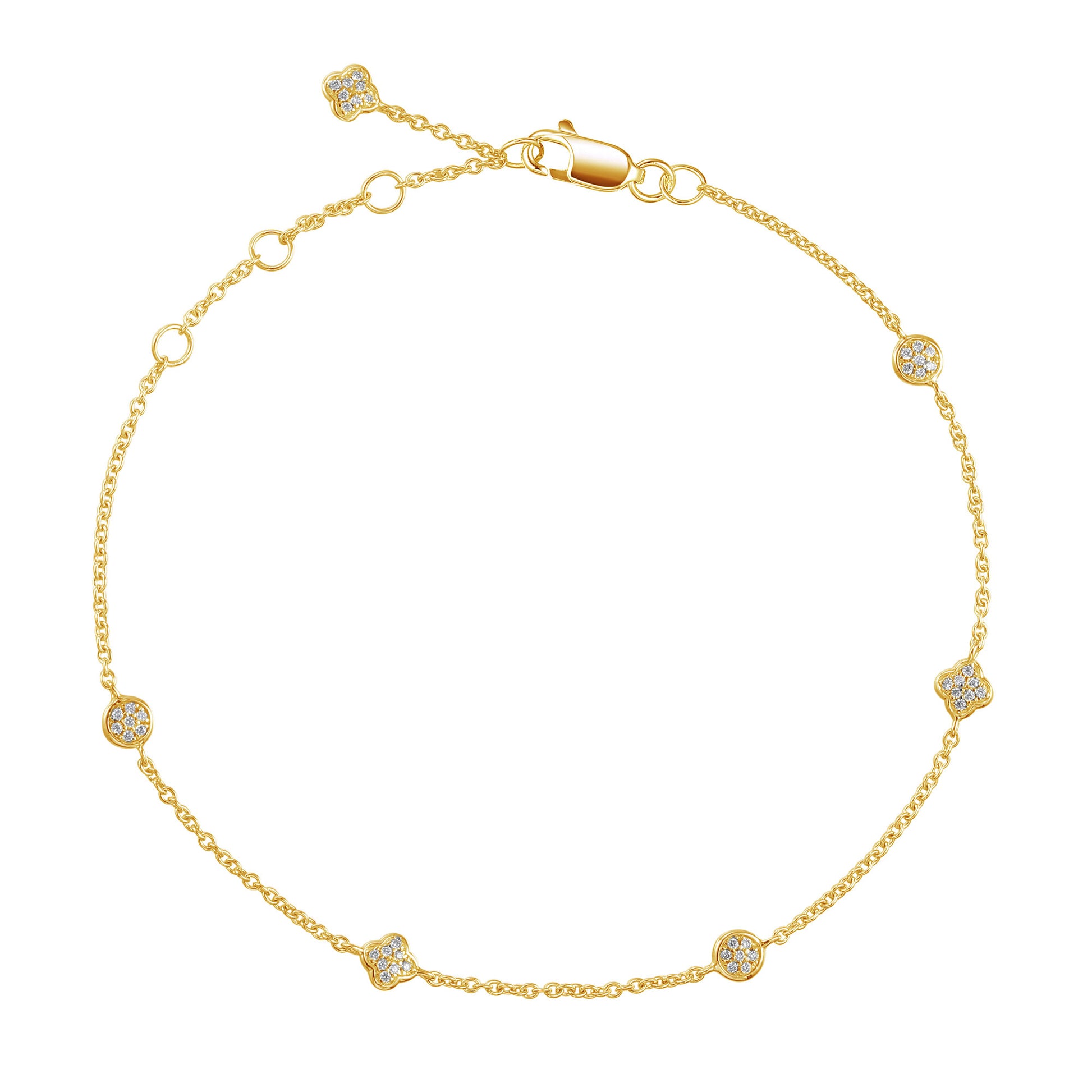 Micro Set Circle & Clover Diamond Bracelet