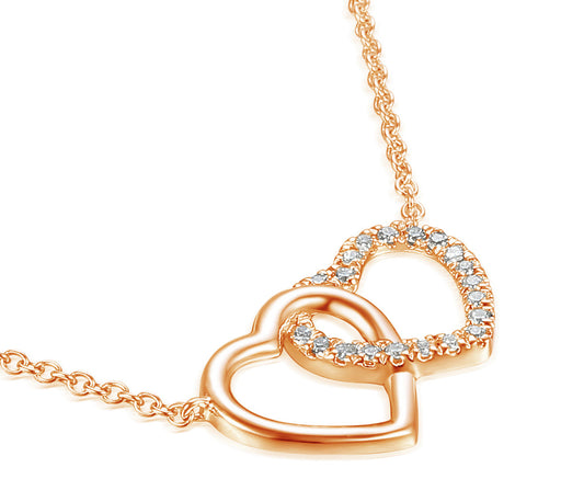 Micro Set Round Diamond Heart Necklace