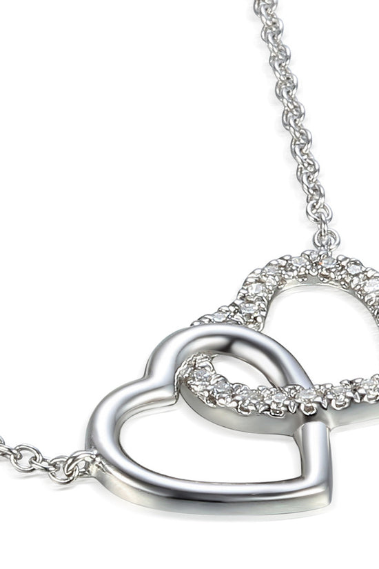 Micro Set Round Diamond Heart Necklace
