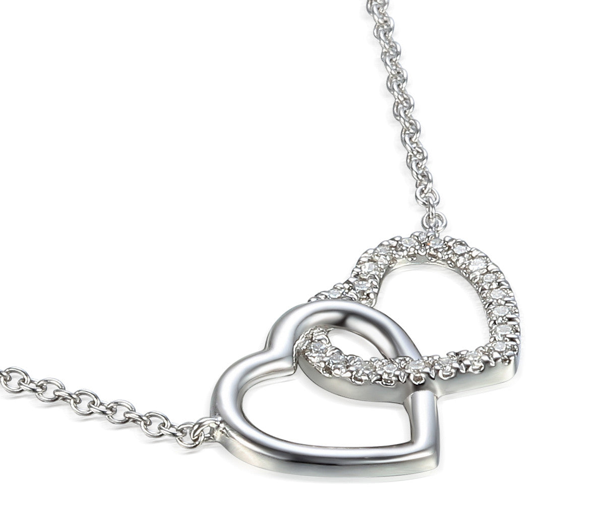 Micro Set Round Diamond Heart Necklace