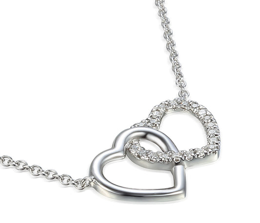 Micro Set Round Diamond Heart Necklace