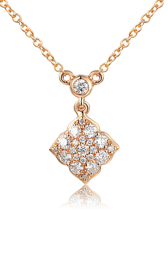 Micro Set Round Brilliant Cut Diamond Circle Shape Cluster Necklace