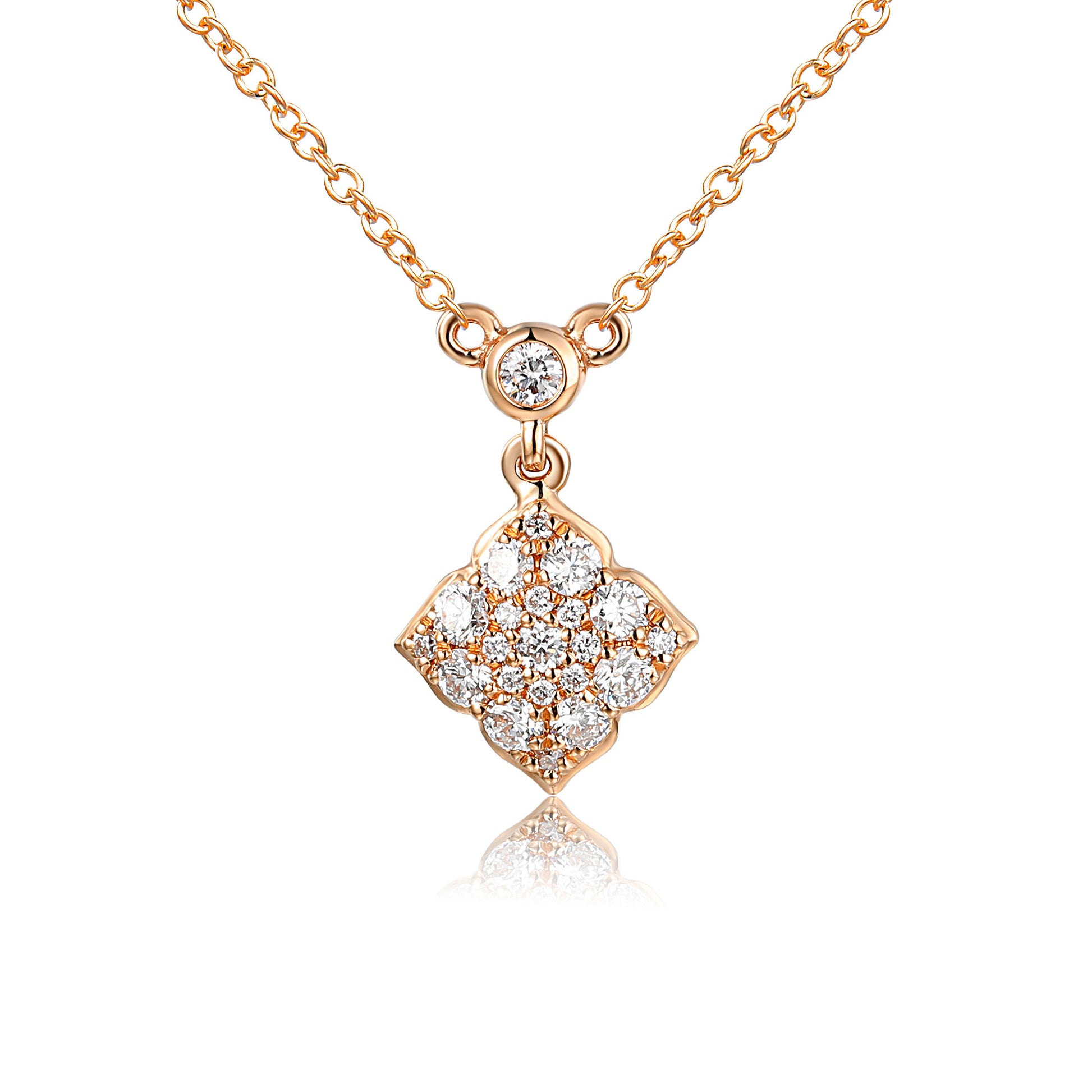 Micro Set Round Brilliant Cut Diamond Circle Shape Cluster Necklace